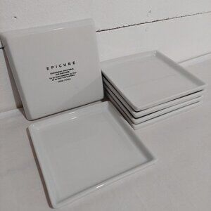 Epicure Appetizer Plates - Set of 6 - White Ceramic - NWoT